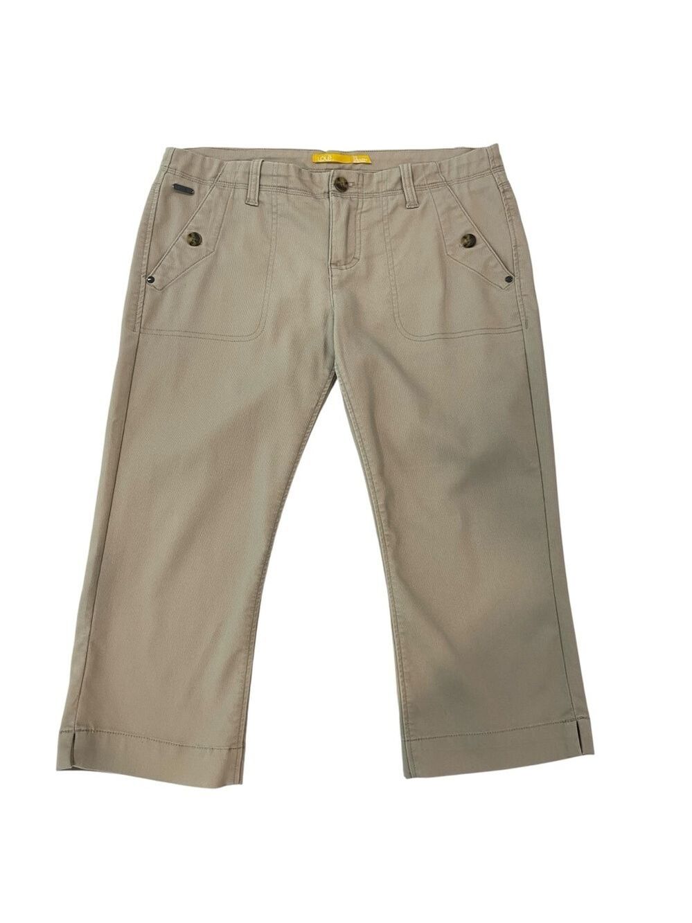 Lole capris trousers pants beige stretch cotton pockets straight leg mid rise 10
